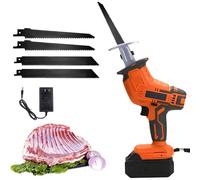 Sega ossea elettrica senza fili, multiuso, con batteria e luce LED, per tagliare osso, carne, legno, metallo e PVC, ideale per uso commerciale e domestico