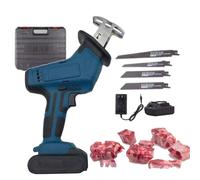 Sega per ossa portatile, seghe elettriche alternative per carne, 0-3000 giri/min, utilizzo: 30 min + silenzioso, con 4 seghe + 1/2 batteria,1-Battery