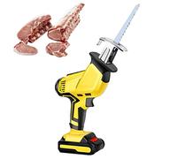 Segaossa da Macellaio, Sega Elettrico per Carne e Ossa, Portatile Sega a Gattuccio Batteria Velocità di Taglio Regolabile con Luce LED, Taglia Piccola, Utilizzare Senza Fat(Size:2 batteries,Color:21V)