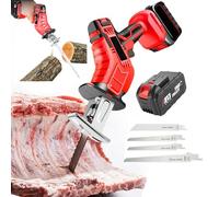 Segaossa Elettrica Portatile - Luce Led + 4 Lame, Sega Alternativa A Batteria - Alimentata A Batteria Al Litio Da 6,0 Ah, Per Ossa, Carne, Legno, Metallo, Plastica