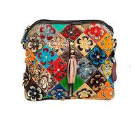 Segater® Borsa a tracolla multicolore da donna Borsa patchwork colorata in vera pelle Borsa a mano Hobo Purse Borsa Borse Tote