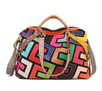 Segater® Borsa per la spesa multicolor da donna in pelle di manzo colorato patchwork 2019 NUOVO TOP Votato Grande Borsa a tracolla Hobo Borse, Multicolored-c, taglia unica