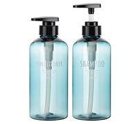 Segbeauty Bottiglie da doccia ricaricabili blu da 500 ml, 2 dispenser di sapone liquido, bottiglie a pompa per shampoo, balsamo, sapone per il corpo, bagno, hotel, dispenser a pressione in plastica