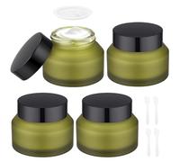 Segbeauty Contenitori Creme da Viaggio, 4 Pezzi 50g Dispenser Crema, Riempibile e Portatile, con Spatola, per Cosmetici, Stoccaggio Campione, Gadget Viaggio (Verde)