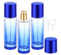 Segbeauty Dispenser Profumo da Viaggio, 3 Pezzi 30ml Porta Profumo da Borsetta, Ricaricabile e Portatile, Bottiglia Spray in Vetro, per Fragranza, Accessori da Viaggio (Blu)