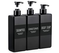 Segbeauty Dispenser ricaricabile per shampoo e balsamo, 3 flaconi da doccia da 500 ml, dispenser di sapone quadrato in plastica vuota da 500 ml, contenitori per bagnoschiuma per bagno, nero