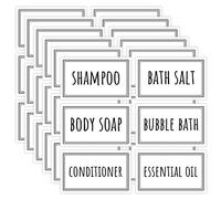 Segbeauty Etichette Adesive per Dispenser Sapone Doccia, 36 PCS Impermeabili Bagno, Prestampate per Shampoo, Sapone Corpo, Olio Essenziale (5cm x 3cm)