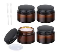 Segbeauty Porta Creme da Viaggio, 4 Pezzi 30g Vasetti Vetro Ambrato, Barattoli Cosmetici con Tappo, Protezione UV, per Cosmetici, Creme, Lozioni (Marrone)