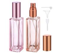 Segbeauty Porta Profumo da Borsetta, 2 Pezzi Atomizzatore Profumo da Viaggio, Vaporizzatore Portatile Ricaricabile 20ml, per Regali, Festa (Arancione, Rosa)
