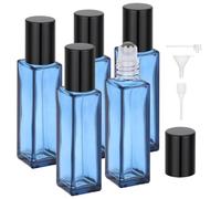 Segbeauty Roll on Bottiglia vuota, 5 Pezzi 10ml Bottiglia a Rullo in Vetro, con Sfera in Acciaio Inossidabile, Riempibile e Portatile, per Regalo, Viaggio (Blu Scuro)