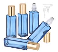 Segbeauty Roll on Bottiglia vuota, 5 Pezzi 10ml Bottiglia a Rullo in Vetro, Riempibile e Portatile, con Sfera in Acciaio Inossidabile, per Regalo, Viaggio, Borsa da Mano (Blu Scuro)