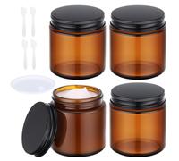 Segbeauty Vasetti Vetro Ambrato, 4 Pezzi 100g Contenitori Creme per Creme, Barattoli Cosmetici per Viaggio e Conservazione Domestica, Accessori Viaggio