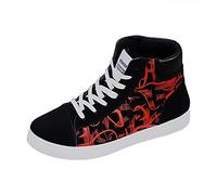 Segeltuchschuhe Herren Sneaker Fashion Lace-Up Walkingschuhe High-Top Vielseitig Running Tennis Schuhe Leichtgewicht Freizeitschuhe Mit Kritzeln Lose Einlage Alle Wetterbedingungen, rosso, 43 EU