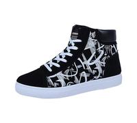 Segeltuchschuhe Herren Sneaker Fashion Lace-Up Walkingschuhe High-Top Vielseitig Running Tennis Schuhe Leichtgewicht Freizeitschuhe Mit Kritzeln Lose Einlage Alle Wetterbedingungen, Morbido, 42 EU