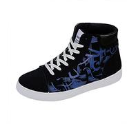 Segeltuchschuhe Herren Sneaker Fashion Lace-Up Walkingschuhe High-Top Vielseitig Running Tennis Schuhe Leichtgewicht Freizeitschuhe Mit Kritzeln Lose Einlage Alle Wetterbedingungen, blu, 39 EU