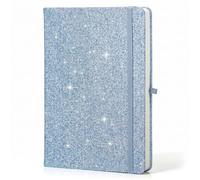 Segfly Sparkle A5 Lined Notebook, Glitter Hardcover Journal with Elastic Band, 192 Pages 80gsm Thick Paper for Note Taking School Office Home Business, Blue