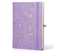 Segfly Sparkle A5 Lined Notebook, Glitter Hardcover Journal with Elastic Band, 192 Pages 80gsm Thick Paper for Note Taking School Office Home Business, Purple