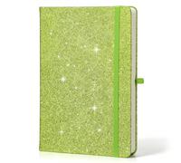 Segfly Sparkle A5 Lined Notebook, Glitter Hardcover Journal with Elastic Band, 192 Pages 80gsm Thick Paper for Note Taking School Office Home Business, Green