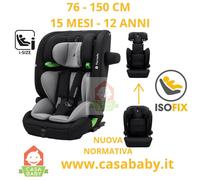 OSANN - Seggiolino Auto Bambini Flux Isofix i-Size Top-Tether con Sensori Integrati - 76-150 cm - Da 15 mesi a 12 anni - Gruppo 2/3 - Grigio, Altezze 14 Posizioni, Rivolto in Avanti