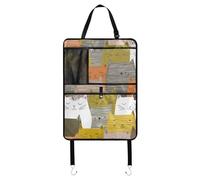Seggiolino Auto Organizer Protector Posteriore Del Sedile Auto Per Tablet Kid Kick Mat Con Tasca Dietro Il Sedile Multicolore Cartone Animato Linee Gatti Carino