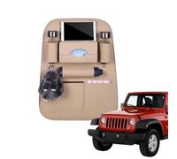 Seggiolino auto Organizer PU Leather Seat Back Protector per bambini con | Organizer per auto, per giocattoli, tablet, ombrelli, bottiglie d'acqua, tazze, color crema
