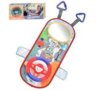 Seggiolino auto rivolto all'indietro Giocattolo con rotazione a 360° per bambini con specchio luci musicali e suoni di guida 12 mesi + Volante per bambini per sedile posteriore dell'auto Rosso