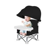 Seggiolino Da Pranzo Pieghevole Portatile Per Bambini | Seggiolino Da Viaggio Con Vassoio Per Mangiare - Postazione Pieghevole Per Pappa Con Parasole Per Giardino Spiaggia Campeggio Casa Picnic