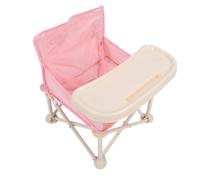 Seggiolino da Viaggio per Bambini Tavolo da Pranzo per Bambini Sedia da Spiaggia da Campeggio Pieghevole e Comoda Sedia da Pranzo per Bambini con Ampio Vassoio Staccabile (PINK)