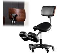 Seggiolino ergonomico regolabile in altezza con schienale e poggiapiedi per massaggi, spa e clinica odontoiatrica - Sgabello con rotelle