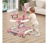 Seggiolino per bambini, tavolo di attività, sedili con saltatori, girello con musica e luci, girello per bambini, seggiolino per imbracatura per bambini, 67 x 72 x 92 cm, rosa (A)
