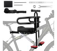 Seggiolino per bicicletta anteriore, per bambini, per mountain bike, per mountain bike, bici da città, con pedali, manico pieghevole per guardrail portatile, da 3 a 6 anni