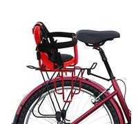 Seggiolino posteriore per bicicletta per bambini, con sistema di cinture di sicurezza, a forma di U, sedile imbottito per bici per adulti, mountain bike, e-bike, universale, 36 x 52 cm, rosso