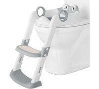 Seggiolino WC Per Bambini Con Scala Pieghevole Cuscini, Riduttore WC Bambino, Adattatore WC Bambino 2 In 1 Per Ragazzi E Ragazze, Con Protezione Anti Schizzi Grigio