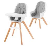 Kinderkraft Seggiolone Pappa TIXI, Gambe In Legno, Ergonomico, Vassoio Regolabile, Poggiapiedi, 6 Mesi fino a 5 Anni, Grigio