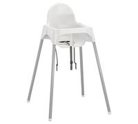 Seggiolone Antilop Ikea bianco in metallo con vassoio e cintura di sicurezza