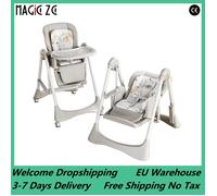 Seggiolone convertibile 3 in 1 con modalità dondolo, altezza regolabile e vassoio a doppio strato, cintura di sicurezza imbottita e piega in un solo passaggio