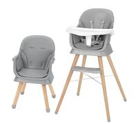 Seggiolone Pappa 6 in 1 per Bambini con Gambe in Legno, Convertibile in Rialzo Sedia e Sedia Bambino, Cintura di Sicurezza a 5 Punti, Vassoio Rimovibile, da 6 Mesi a 6 Anni (Grigio)