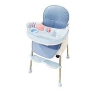 Seggiolone Pappa (Blu) 6m + Rialzo da Sedia, Regolabile, Pieghevole Salvaspazio con Struttura in Acciaio Seduta in Ecopelle Sfoderabile Cintura di Sicurezza e Tavolino d'Appoggio Removibile