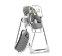 Seggiolone Pappa Regolabile e Pieghevole - 7 Livelli Diverse, Schienale Bambino Pieghevole 5 Posizioni, Ripiano Smontabile, Vassoio a Clip (Facile da Pulire) - Grigio Scuro
