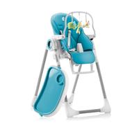 Seggiolone Pappa Regolabile e Pieghevole - 7 Livelli Diverse, Schienale Bambino Pieghevole 5 Posizioni, Ripiano Smontabile, Vassoio a Clip (Facile da Pulire) - Blu