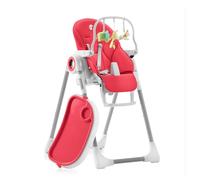 Seggiolone Pappa Regolabile e Pieghevole - 7 Livelli Diverse, Schienale Bambino Pieghevole 5 Posizioni, Ripiano Smontabile, Vassoio a Clip (Facile da Pulire) - Rosso Lampone