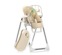 Seggiolone Pappa Regolabile e Pieghevole - 7 Livelli Diverse, Schienale Bambino Pieghevole 5 Posizioni, Ripiano Smontabile, Vassoio a Clip (Facile da Pulire) - Beige
