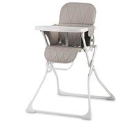 Seggiolone per bambini con vassoio rimovibile, cintura di sicurezza, pieghevole, leggero, salvaspazio, Rickids (bianco-grigio)