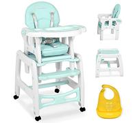Seggiolone per bambini multifunzione 5 in 1 con tavolo e sedia per bambini regolabile con funzione altalena SINCO Ricokids (turchese)