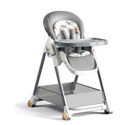 Seggiolone per Bambini Multifunzione Convertibile Sedia da Pranzo per Pappa con 6 Altezze Regolabili e 3 Posizioni Reclinabili Pieghevole con Doppi Vassoi Staccabili e Ruote (808 Grey)