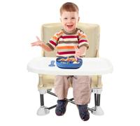 Seggiolone per bambini, pieghevole, con vassoio, sedile da pavimento con vassoio per il pranzo, seggiolone con chiusura e vassoio rimovibile (beige)