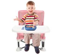 Seggiolone per bambini, pieghevole, con vassoio, sedile da pavimento con vassoio per il pranzo, seggiolone con chiusura e vassoio rimovibile (rosa)