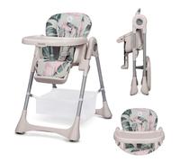 LIONELO Zanna seggiolone pappa neonato, seggiolone reclinabile, portatile con ruote, grande vassoio doppio, vassoio e poggiapiedi regolabili, cintura a 5 punti, facile da pulire, da 6 a 36 mesi-15kg