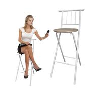 Seggiolone Pieghevole per Colazione da Cucina, Sgabello da Bar Pieghevole Ad Altezza Bancone con Schienale e Poggiapiedi(75cm/30in)