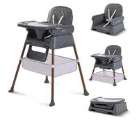 Seggiolone regolabile convertibile 3 in 1, seggiolone, seggiolone per bambini, compatto, leggero, portatile, facile da pulire (grigio)